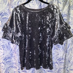 Grey Crushed Velvet Top